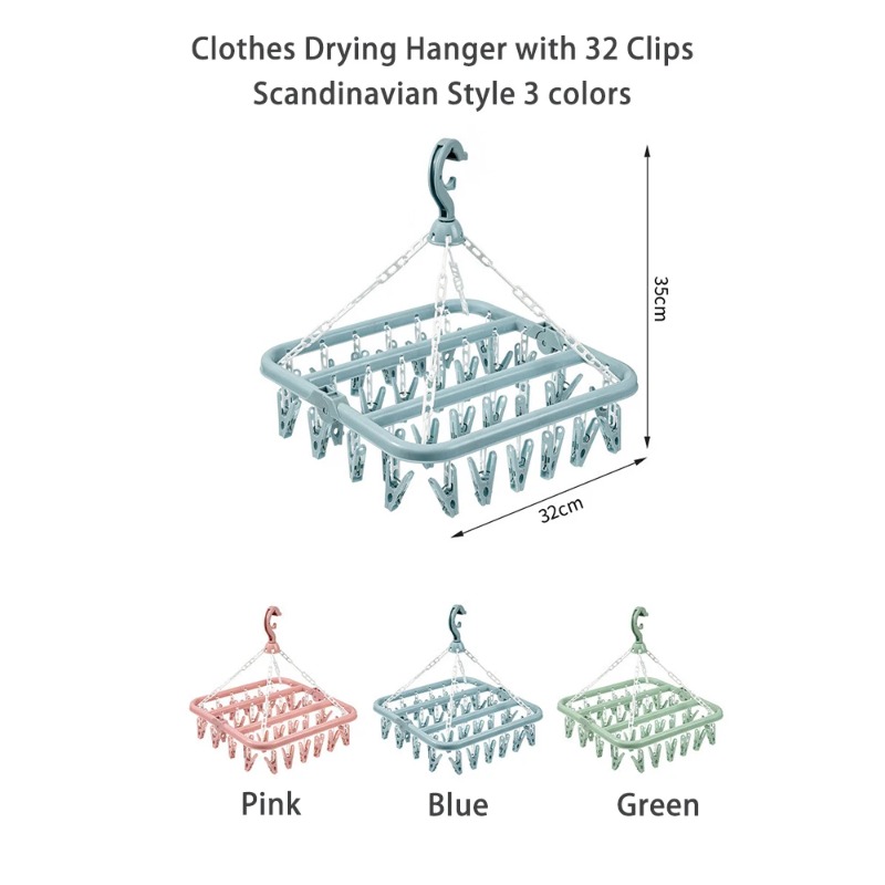 Baby Clothing Drying Rack - Appendiabiti con 32 clip e appendiabiti