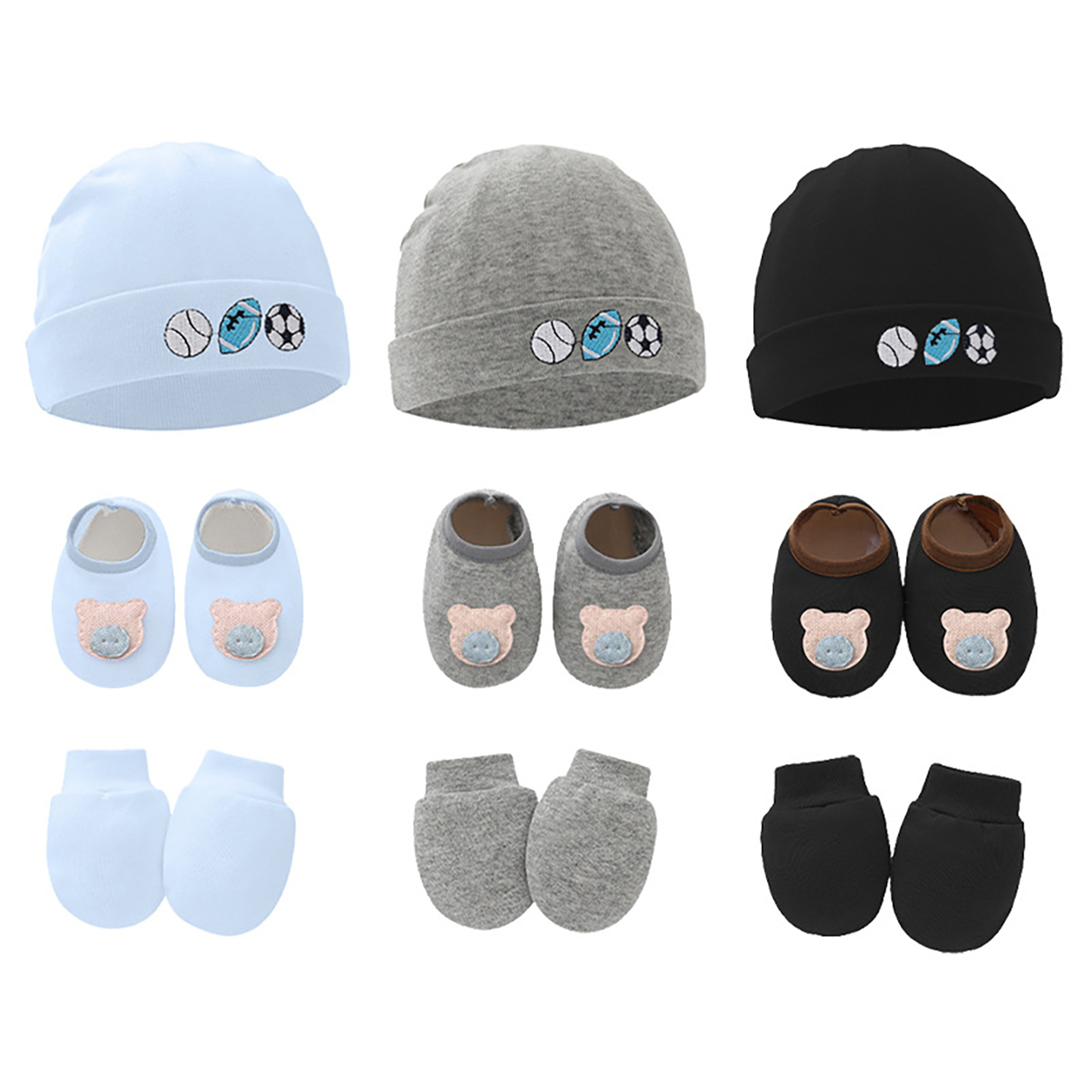 Baby Hat Beanie - Set Regalo 3 Pezzi per Neonati: